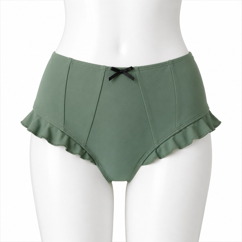 NEW Strawberry Milk Mob Rosemary Bikini Bottom Women's Medium Green Ruffle Bow